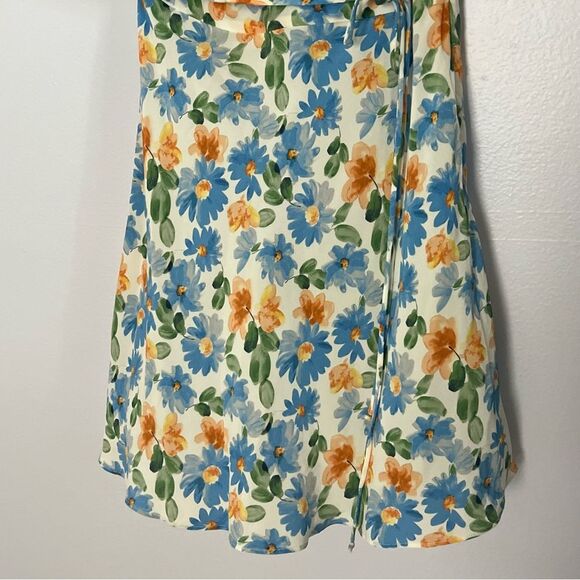 Bec & Bridge Blue La Jolie Floral Wrap Silk Mini Dress - 4 - Picture 6 of 6